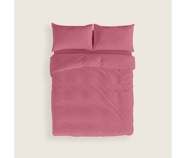 Naturals - funda nórdica lisa cama 180 - cierre con botones - 100% algodón - incluye 1 o 2 fundas de almohada - fucsia