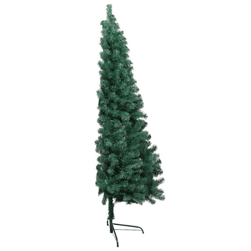 Meia árvore Natal artificial pré-iluminada c bolas verde