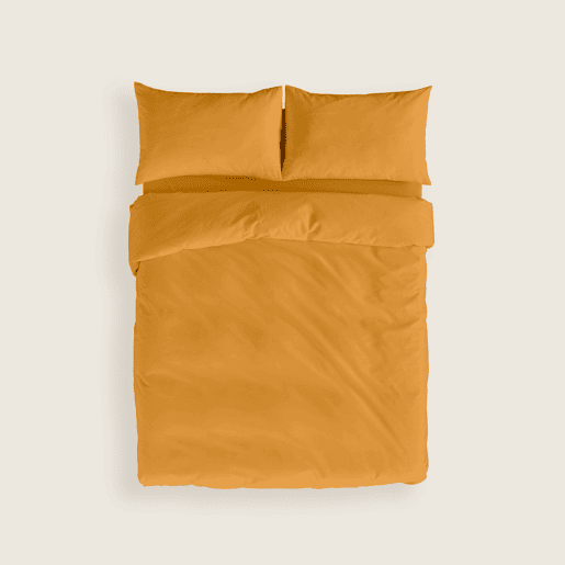 NATURALS - Capa de edredão Lisa Cama 135 - Fecho com botões - 100% Algodão - Inclui 1 ou 2 Fronhas - OCRE