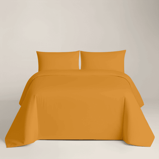 NATURALS - Capa de edredão Lisa Cama 135 - Fecho com botões - 100% Algodão - Inclui 1 ou 2 Fronhas - OCRE