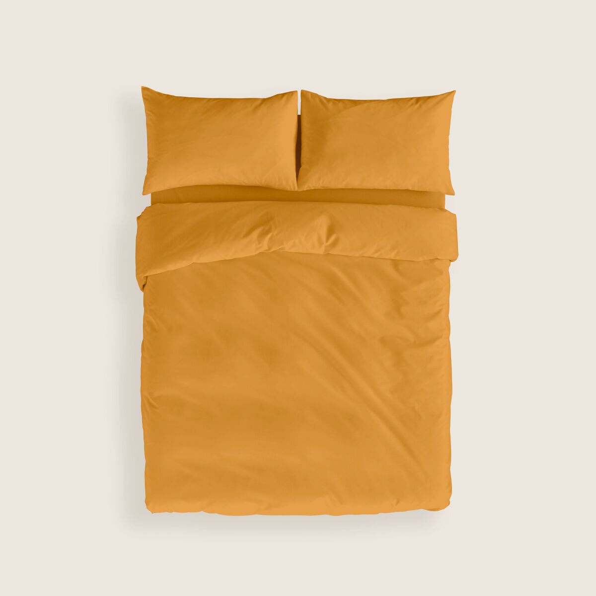 Naturals - funda nórdica lisa cama 90 - cierre con botones - 100% algodón - incluye 1 o 2 fundas de almohada - ocre