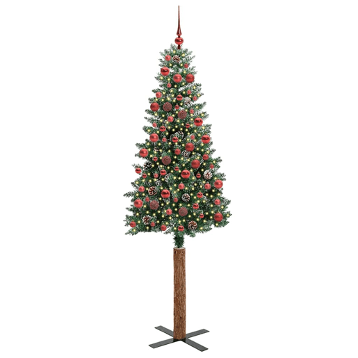 Árvore de Natal - Pinheiro de Natal Slim com 300 LEDs Verde e Branco 180 cm
