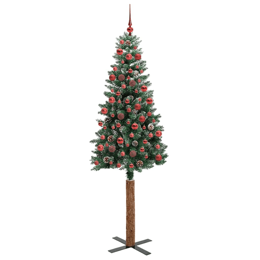 Árvore de Natal - Pinheiro de Natal Slim com 300 LEDs Verde e Branco 180 cm