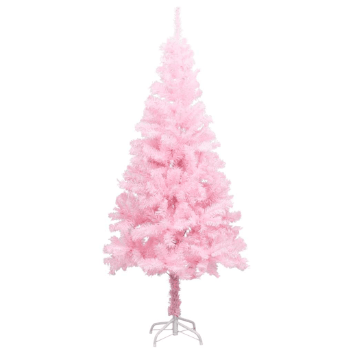 Árvore Natal artificial pré-iluminada c bolas PVC rosa