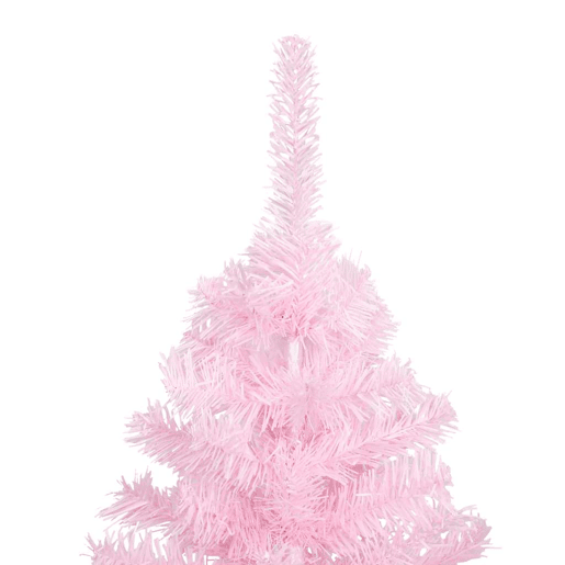 Árvore Natal artificial pré-iluminada c bolas PVC rosa