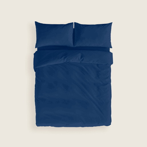 NATURALS - Capa de edredão Lisa Cama 135 - Fecho com botões - 100% Algodão - Inclui 1 ou 2 Fronhas - AZUL