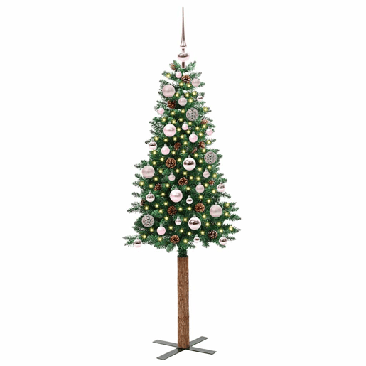 Árvore de Natal - Pinheiro de Natal Slim com 150 LEDs com suporte Verde 150 cm