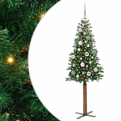 Árvore de Natal - Pinheiro de Natal Slim com 150 LEDs com suporte Verde 150 cm