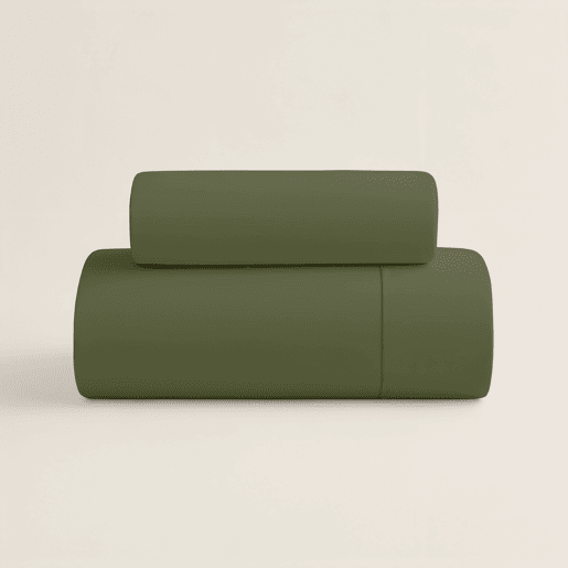 NATURALS - Capa de edredão Lisa Cama 180 - Fecho com botões - 100% Algodão - Inclui 1 ou 2 Fronhas - VERDE-GARRAFA