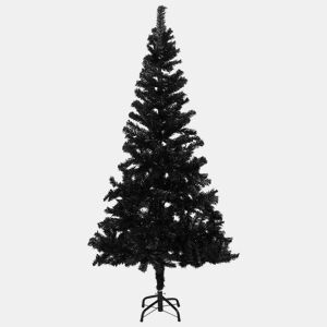 Árvore Natal artificial pré-iluminada c bolas PVC preto