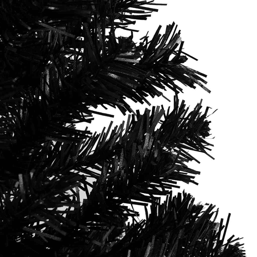 Árvore Natal artificial pré-iluminada c bolas PVC preto