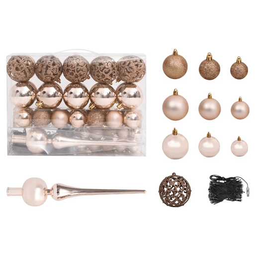 Árvore Natal artificial pré-iluminada c bolas PVC preto