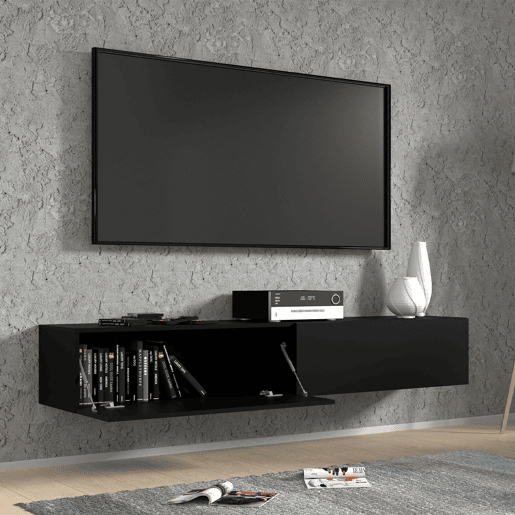 Móvel para televisor de parede com 2 portas Bali Black 180 cm