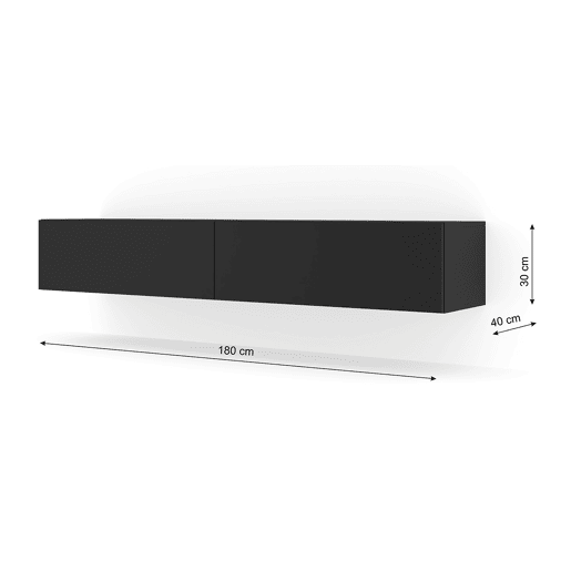 Móvel para televisor de parede com 2 portas Bali Black 180 cm