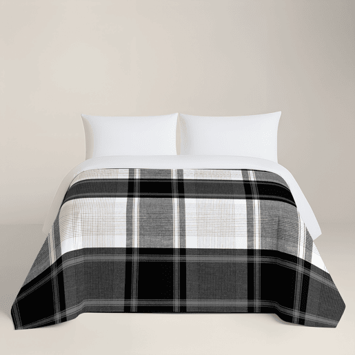 NATURALS - Capa de edredão estampada Cama 150 - Algodão extra macio - Inclui 1 ou 2 fronhas - CHECK