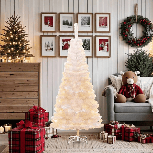 Árvore Natal - Pinheiro de Natal artificial + pontas iridescentes 180 cm PVC branco