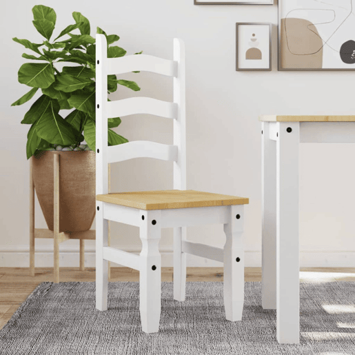 vidaXL Cadeiras de jantar 2 pcs Corona 42x47x107cm pinho maciço branco