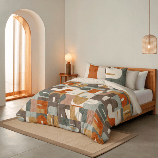 NATURALS - Capa de edredão estampada Cama 135 - Algodão extra macio - Inclui 1 ou 2 fronhas - PUZZLE