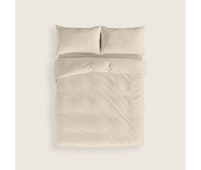 Naturals - funda nórdica lisa cama 135 - cierre con botones - 100% algodón - incluye 1 o 2 fundas de almohada - ftr6 beige
