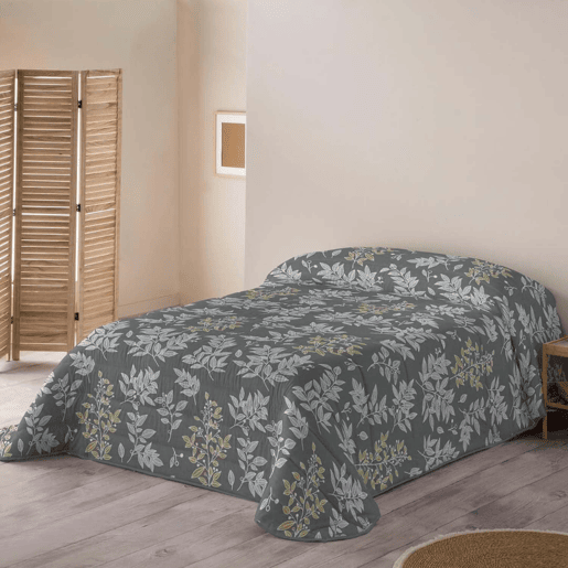 NATURALS - Edredão Nórdico Estampado - 200 gramas - Cama 180 - HOJAS GRIS