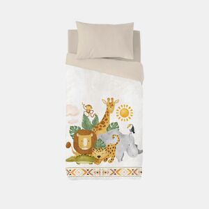 NATURALS - Capa de edredão estampada infantil Cama 105 - Algodão extra macio - Inclui 1 fronha - SAFARI