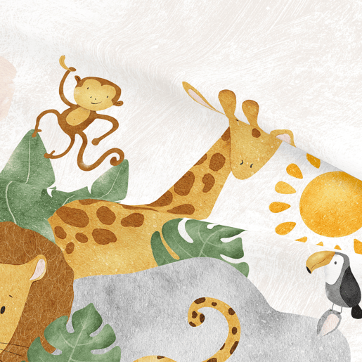 NATURALS - Capa de edredão estampada infantil Cama 105 - Algodão extra macio - Inclui 1 fronha - SAFARI