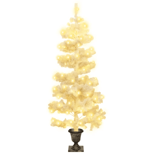 Árvore de Natal rotativa pré-iluminada + vaso PVC 120 cm branco Árvore de Natal rotativa pré-iluminada + vaso PVC 120 cm branco