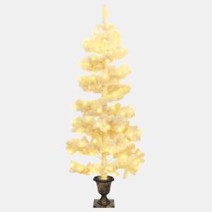 Árvore de Natal rotativa pré-iluminada + vaso PVC 120 cm branco