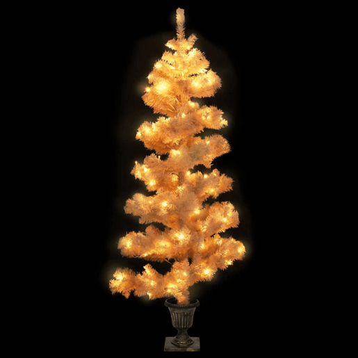 Árvore de Natal rotativa pré-iluminada + vaso PVC 120 cm branco Árvore de Natal rotativa pré-iluminada + vaso PVC 120 cm branco