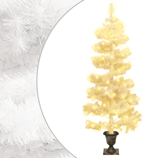 Árvore de Natal rotativa pré-iluminada + vaso PVC 120 cm branco Árvore de Natal rotativa pré-iluminada + vaso PVC 120 cm branco