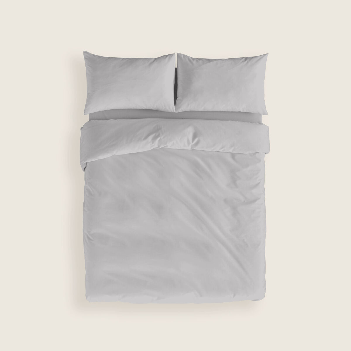 Naturals - funda nórdica lisa cama 180 - cierre con botones - 100% algodón - incluye 1 o 2 fundas de almohada - gris pálido
