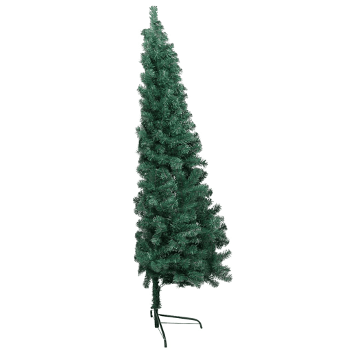 Meia árvore Natal artificial pré-iluminada c bolas verde