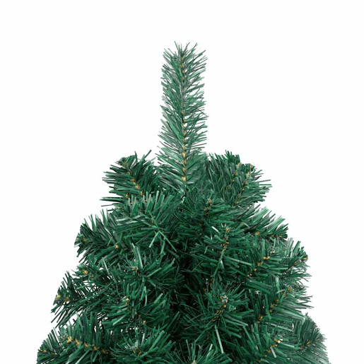 Meia árvore Natal artificial pré-iluminada c bolas verde