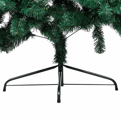 Meia árvore Natal artificial pré-iluminada c bolas verde