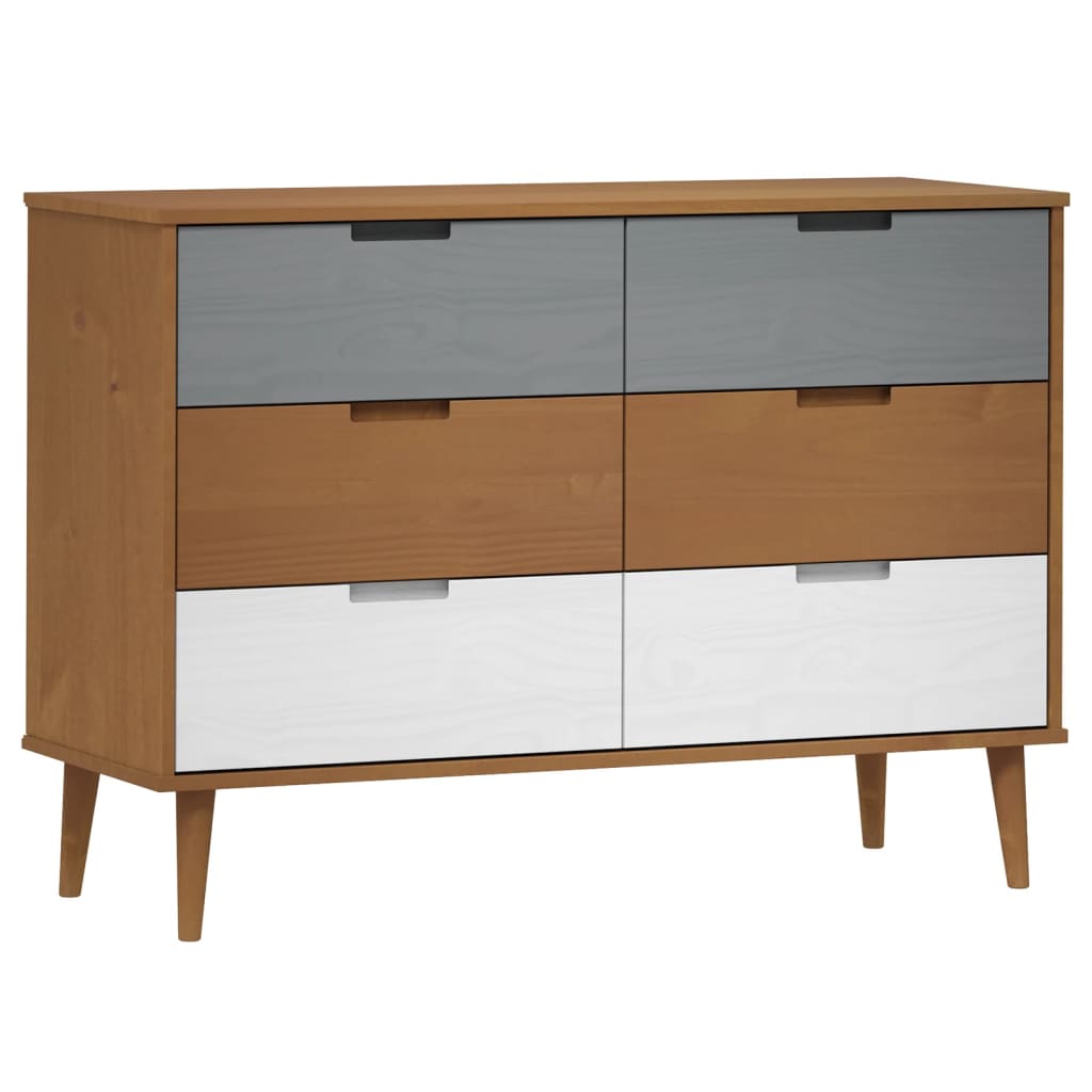 Aparador mueble de almacenamiento - madera maciza de pino marrón 113x40x80 cm