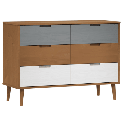 Aparador Bufete Móvel de apoio de gavetas 113x40x80 cm pinho maciço castanho