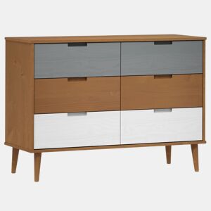 Aparador Bufete Móvel de apoio de gavetas 113x40x80 cm pinho maciço castanho