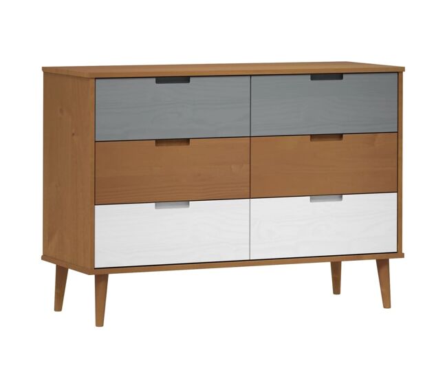 Aparador mueble de almacenamiento - madera maciza de pino marrón 113x40x80 cm