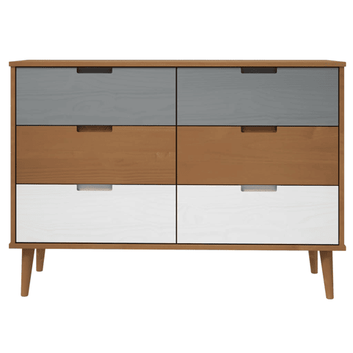 Aparador Bufete Móvel de apoio de gavetas 113x40x80 cm pinho maciço castanho
