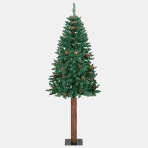Árvore de Natal - Pinheiro de Natal Slim com 300 LEDs com suporte Verde 210 cm