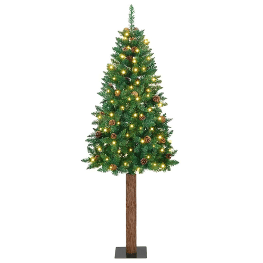 Árvore de Natal - Pinheiro de Natal Slim com 300 LEDs com suporte Verde 210 cm