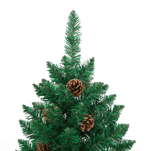 Árvore de Natal - Pinheiro de Natal Slim com 300 LEDs com suporte Verde 210 cm