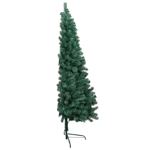 Meia árvore Natal artificial pré-iluminada c bolas verde Meia árvore Natal artificial pré-iluminada c bolas verde
