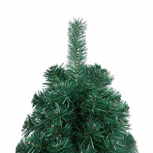 Meia árvore Natal artificial pré-iluminada c bolas verde Meia árvore Natal artificial pré-iluminada c bolas verde