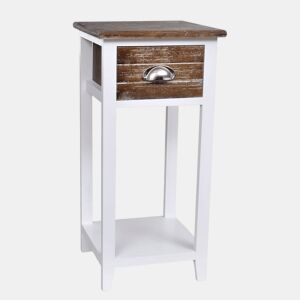 Mesa De Cabeceira - Mesinha De Cabeceira com 1 gaveta, castanho e branco
