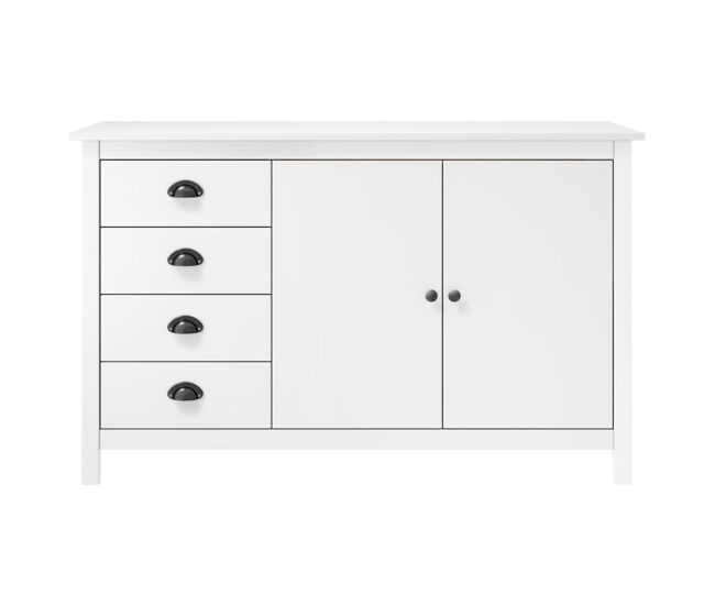 Aparador mueble de almacenamiento - madera maciza de pino blanco 130x40x80 cm