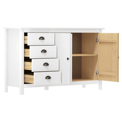 Aparador Bufete Móvel de apoio - 130x40x80 cm madeira de pinho maciça branco