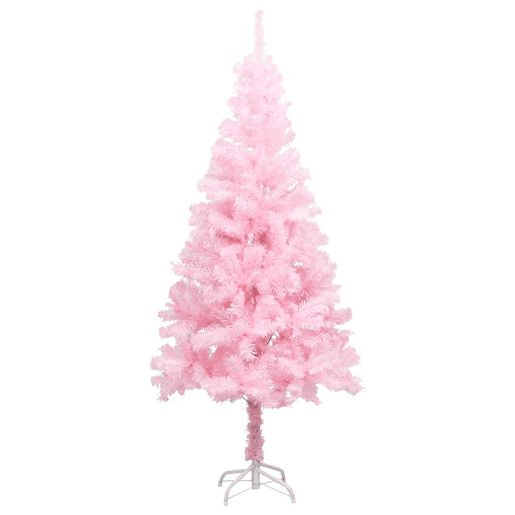 Árvore Natal artificial pré-iluminada c bolas PVC rosa