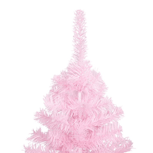Árvore Natal artificial pré-iluminada c bolas PVC rosa