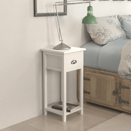 Mesa De Cabeceira - Mesinha De Cabeceira com 1 gaveta, branco